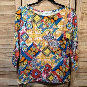 Peck & Peck Colorful Geometric Print Top Size Med